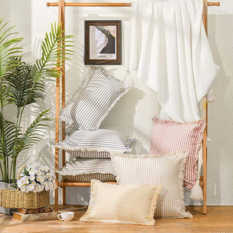 Throw Pillow Covers 18x18 Set of 2 Striped Pillow