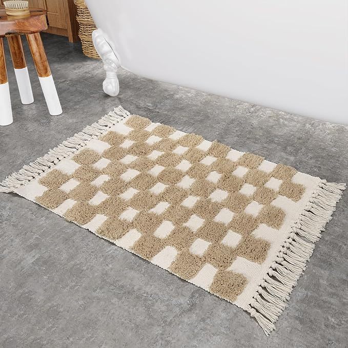 Non-Shedding Neutral Woven Beige Rug Indoor Carpet for Bedroom Table