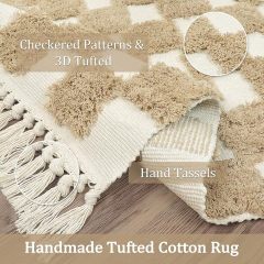 Non-Shedding Neutral Woven Beige Rug Indoor Carpet for Bedroom Table