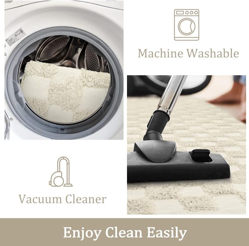 Non-Shedding Neutral Woven Beige Rug Indoor Carpet for Bedroom Table
