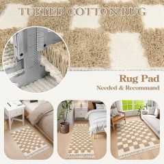 Non-Shedding Neutral Woven Beige Rug Indoor Carpet for Bedroom Table