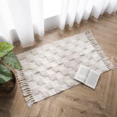 Non-Shedding Neutral Woven Beige Rug Indoor Carpet for Bedroom Table
