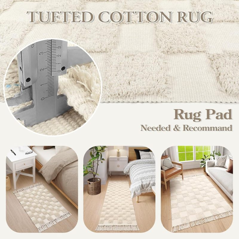 Non-Shedding Neutral Woven Beige Rug Indoor Carpet for Bedroom Table