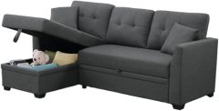 81.5" L-Shape Convertible Sleeper Sectional Sofa, Pull Out Sofabed w/Storage Chaise, All-in-One Linen Upholstered Couch for Living Room Apartment