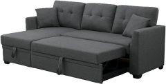 81.5" L-Shape Convertible Sleeper Sectional Sofa, Pull Out Sofabed w/Storage Chaise, All-in-One Linen Upholstered Couch for Living Room Apartment