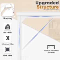 Computer Desk 32 Inch Small Office Writing Work Study Kids Student Bedroom Wood Modern Simple Table with Storage Bag & Headphone Hooks, White