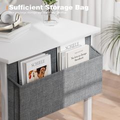 Computer Desk 32 Inch Small Office Writing Work Study Kids Student Bedroom Wood Modern Simple Table with Storage Bag & Headphone Hooks, White