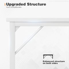 48 Inch Computer Desk, Wood Modern Simple PC Home Office Table with Storage Bag and Headphone Hook for Home, Office, Study, Writing, White