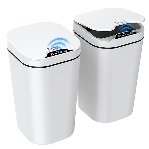 2 Pack Automatic Small Bathroom Trash Can with Lid - 3 Gallon Touchless ...