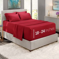 1Extra Deep Pocket King Size Sheets Sets - Fits Mattress 18-24 Inches Deep - Extra Deep Pocket Sheets - 6 Piece King Size Sheets - King Sheets Deep Pocket - Grey Sheets