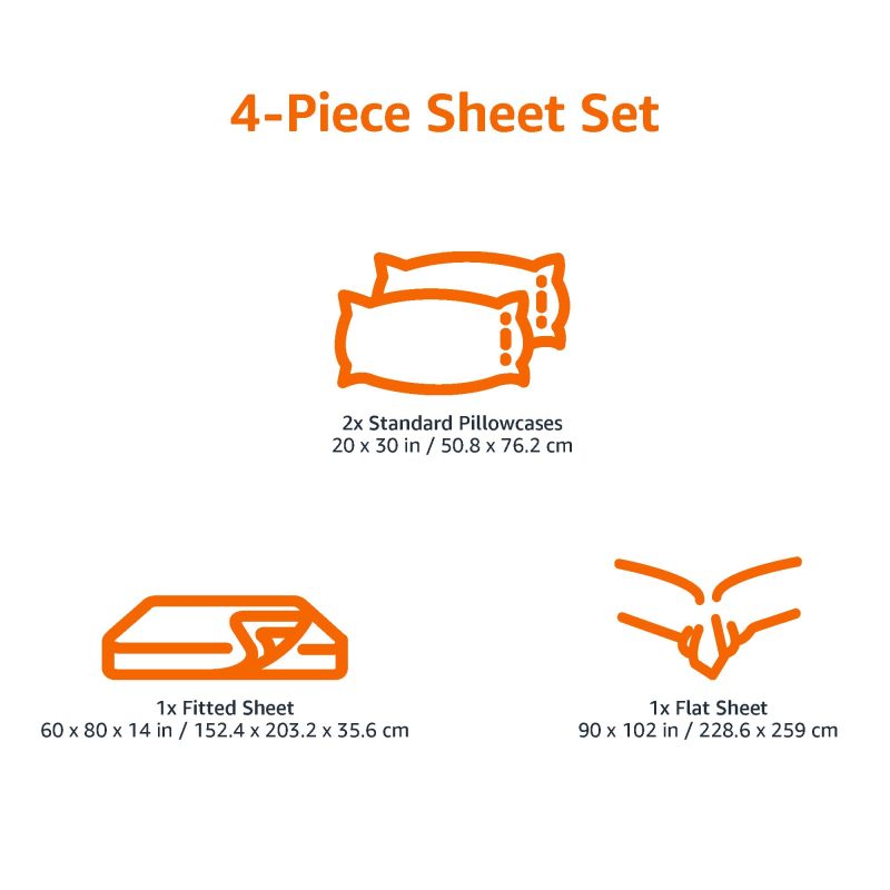 Cotton Jersey 4-Piece Bed Sheet Set, Queen, White, Solid