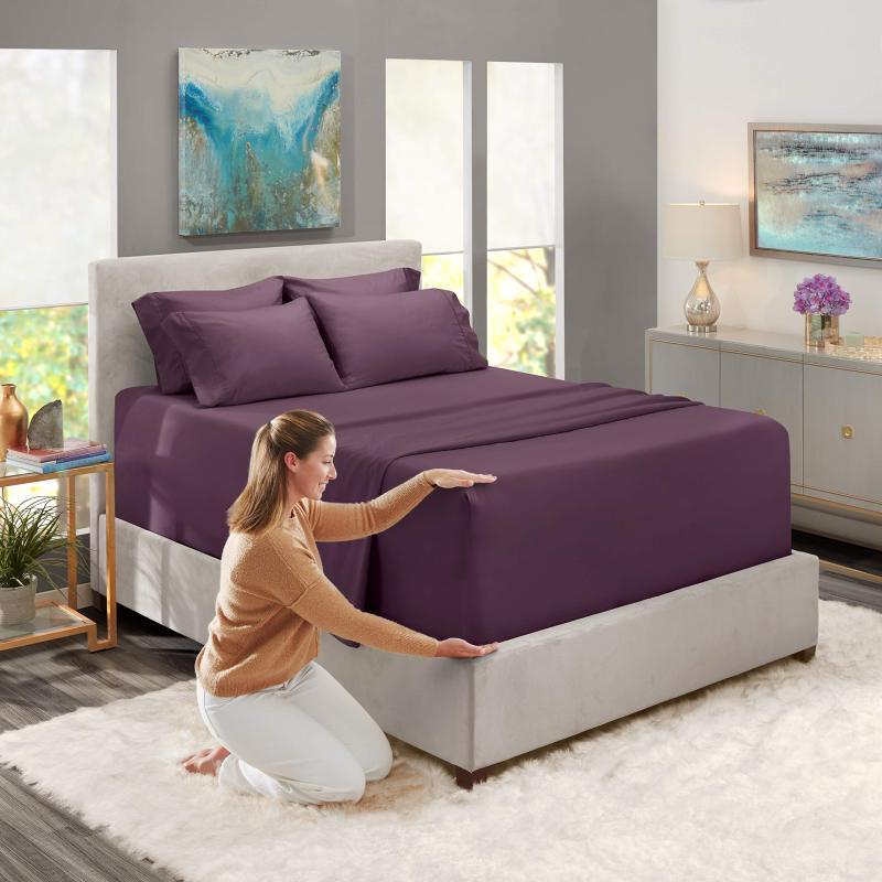 1Extra Deep Pocket King Size Sheets Sets - Fits Mattress 18-24 Inches Deep - Extra Deep Pocket Sheets - 6 Piece King Size Sheets - King Sheets Deep Pocket - Grey Sheets