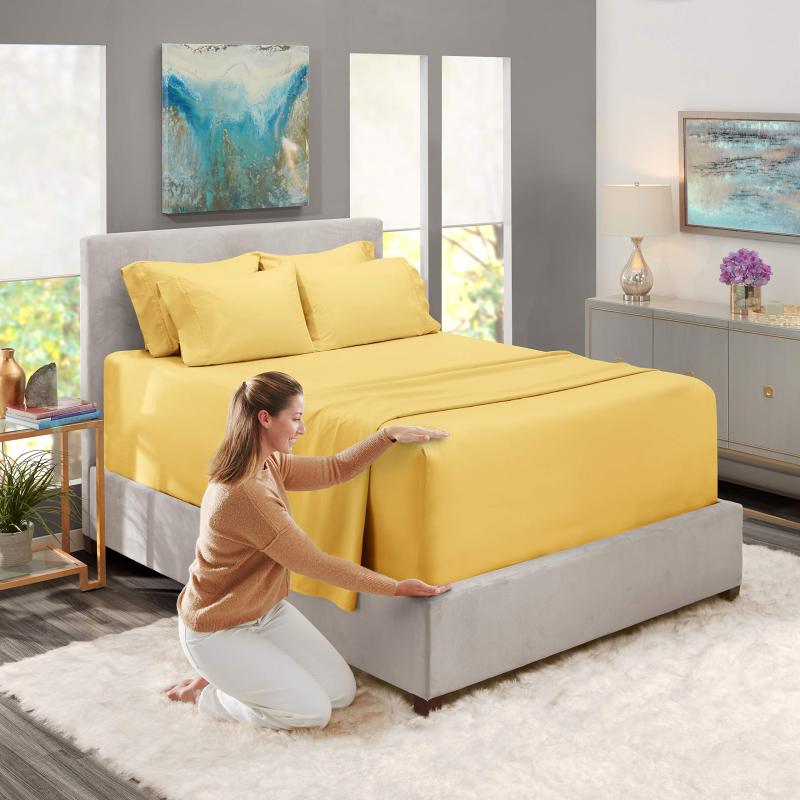 1Extra Deep Pocket King Size Sheets Sets - Fits Mattress 18-24 Inches Deep - Extra Deep Pocket Sheets - 6 Piece King Size Sheets - King Sheets Deep Pocket - Grey Sheets