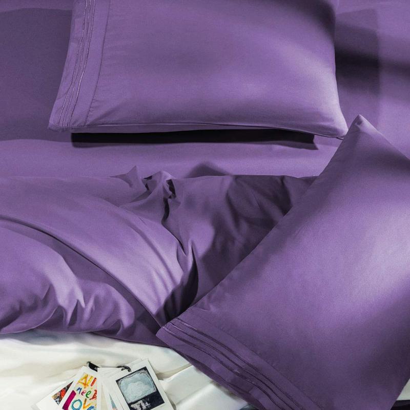 Bed Sheet Set Super Soft Microfiber 1800 Thread Count Luxury Egyptian Sheets Fit 18-24 Inch Deep Pocket Mattress Wrinkle-6 Piece (Dark Grey, Queen)