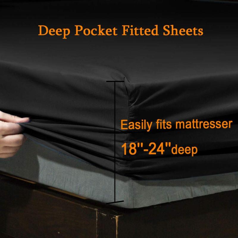 改SONORO KATE Bed Sheet Set Super Soft Microfiber 1800 Thread Count Luxury Egyptian Sheets Fit 18-24 Inch Deep Pocket Mattress Wrinkle-6 Piece (Dark Grey, Queen)
