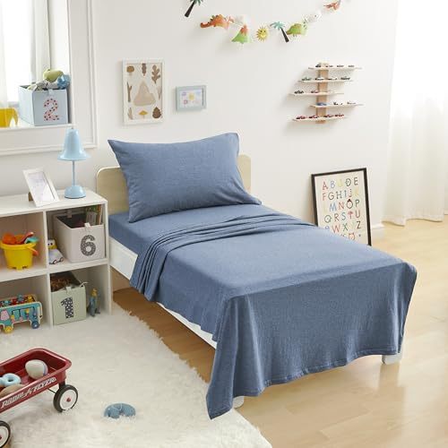 Cotton Jersey 4-Piece Bed Sheet Set, Queen, White, Solid