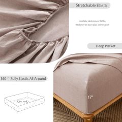 1   MooMee Bedding Sheet Set 100% Washed Cotton Linen Like Textured Breathable Durable Soft Comfy (Dark Grey, King)
