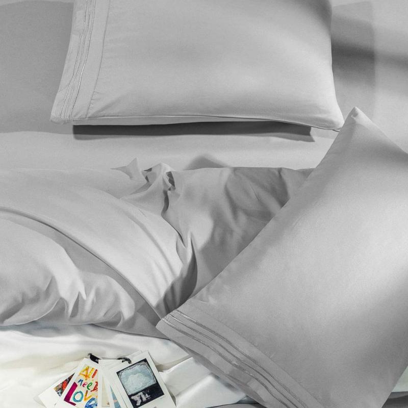 Bed Sheet Set Super Soft Microfiber 1800 Thread Count Luxury Egyptian Sheets Fit 18-24 Inch Deep Pocket Mattress Wrinkle-6 Piece (Dark Grey, Queen)