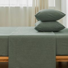 1   MooMee Bedding Sheet Set 100% Washed Cotton Linen Like Textured Breathable Durable Soft Comfy (Dark Grey, King)