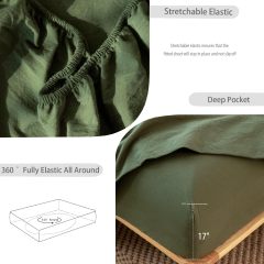 1   MooMee Bedding Sheet Set 100% Washed Cotton Linen Like Textured Breathable Durable Soft Comfy (Dark Grey, King)