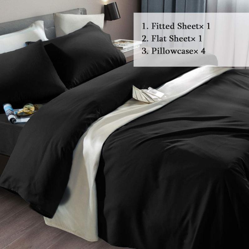 Bed Sheet Set Super Soft Microfiber 1800 Thread Count Luxury Egyptian Sheets Fit 18-24 Inch Deep Pocket Mattress Wrinkle-6 Piece (Dark Grey, Queen)