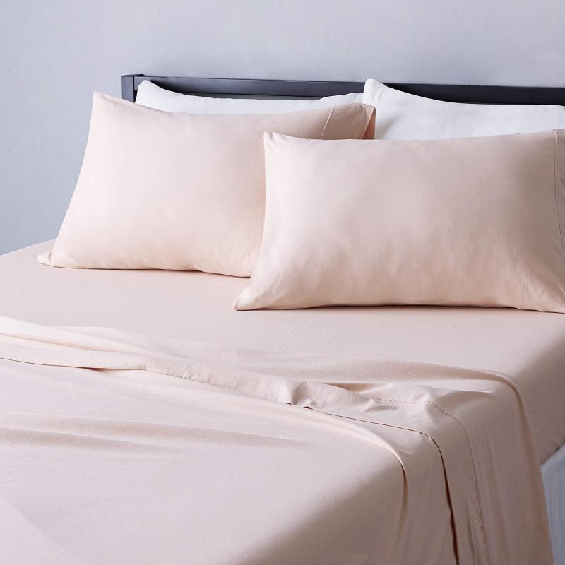 改Amazon Basics Cotton Jersey 4-Piece Bed Sheet Set, Queen, White, Solid