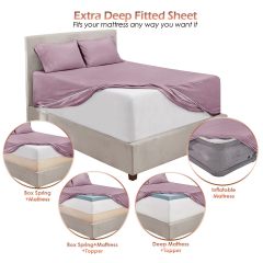 1Extra Deep Pocket King Size Sheets Sets - Fits Mattress 18-24 Inches Deep - Extra Deep Pocket Sheets - 6 Piece King Size Sheets - King Sheets Deep Pocket - Grey Sheets