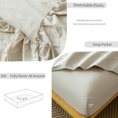 1   MooMee Bedding Sheet Set 100% Washed Cotton Linen Like Textured Breathable Durable Soft Comfy (Dark Grey, King)