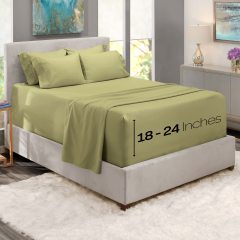 1Extra Deep Pocket King Size Sheets Sets - Fits Mattress 18-24 Inches Deep - Extra Deep Pocket Sheets - 6 Piece King Size Sheets - King Sheets Deep Pocket - Grey Sheets