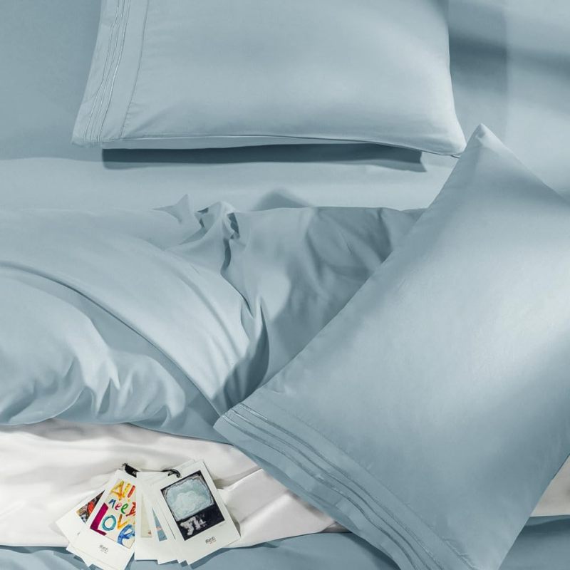 Bed Sheet Set Super Soft Microfiber 1800 Thread Count Luxury Egyptian Sheets Fit 18-24 Inch Deep Pocket Mattress Wrinkle-6 Piece (Dark Grey, Queen)