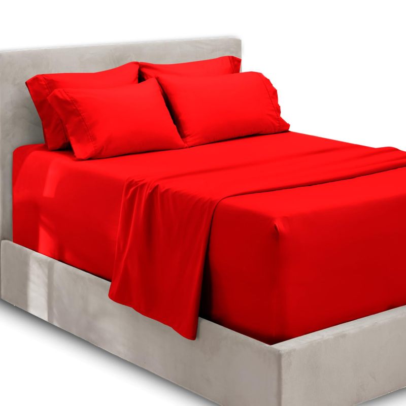1Extra Deep Pocket King Size Sheets Sets - Fits Mattress 18-24 Inches Deep - Extra Deep Pocket Sheets - 6 Piece King Size Sheets - King Sheets Deep Pocket - Grey Sheets