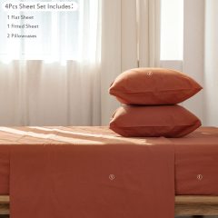 改MooMee Bedding Sheet Set 100% Washed Cotton Linen Like Textured Breathable Durable Soft Comfy (Dark Grey, King)