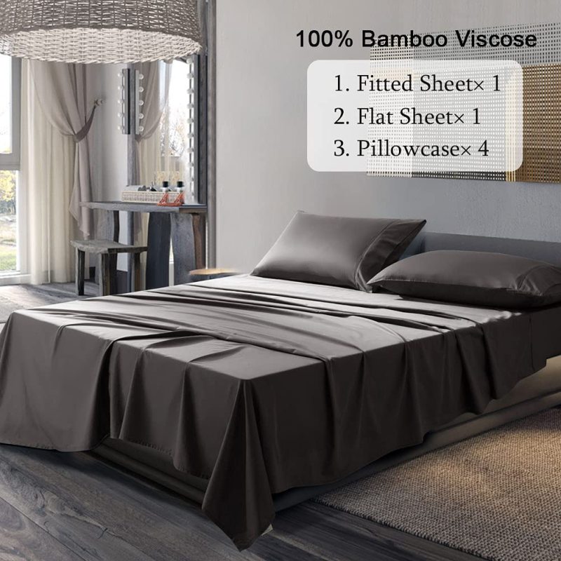 改SONORO KATE Bed Sheet Set Super Soft Microfiber 1800 Thread Count Luxury Egyptian Sheets Fit 18-24 Inch Deep Pocket Mattress Wrinkle-6 Piece (Dark Grey, Queen)