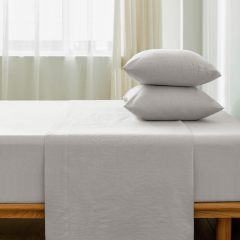1   MooMee Bedding Sheet Set 100% Washed Cotton Linen Like Textured Breathable Durable Soft Comfy (Dark Grey, King)