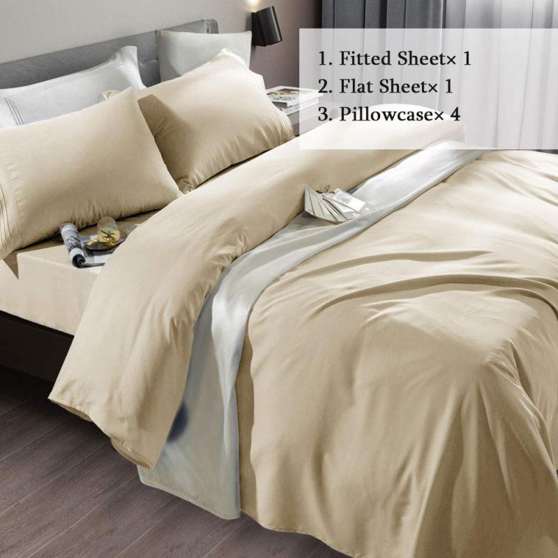 Bed Sheet Set Super Soft Microfiber 1800 Thread Count Luxury Egyptian Sheets Fit 18-24 Inch Deep Pocket Mattress Wrinkle-6 Piece (Dark Grey, Queen)