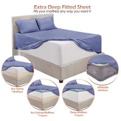 1Extra Deep Pocket King Size Sheets Sets - Fits Mattress 18-24 Inches Deep - Extra Deep Pocket Sheets - 6 Piece King Size Sheets - King Sheets Deep Pocket - Grey Sheets