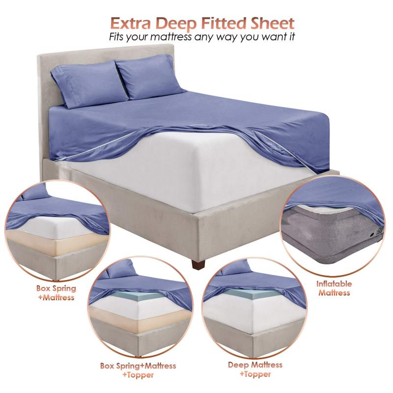 1Extra Deep Pocket King Size Sheets Sets - Fits Mattress 18-24 Inches Deep - Extra Deep Pocket Sheets - 6 Piece King Size Sheets - King Sheets Deep Pocket - Grey Sheets