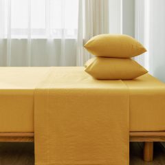 1   MooMee Bedding Sheet Set 100% Washed Cotton Linen Like Textured Breathable Durable Soft Comfy (Dark Grey, King)