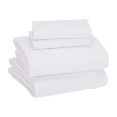 Cotton Jersey 4-Piece Bed Sheet Set, Queen, White, Solid