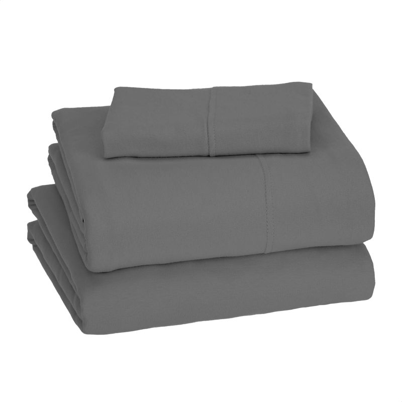 Cotton Jersey 4-Piece Bed Sheet Set, Queen, White, Solid