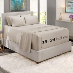 1Extra Deep Pocket King Size Sheets Sets - Fits Mattress 18-24 Inches Deep - Extra Deep Pocket Sheets - 6 Piece King Size Sheets - King Sheets Deep Pocket - Grey Sheets