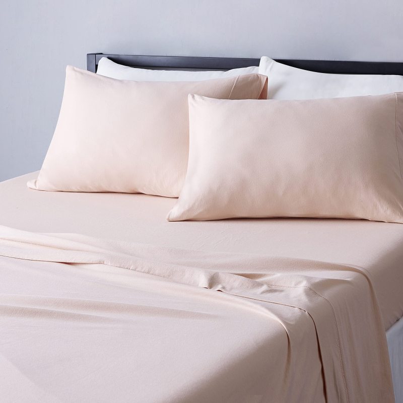 Cotton Jersey 4-Piece Bed Sheet Set, Queen, White, Solid