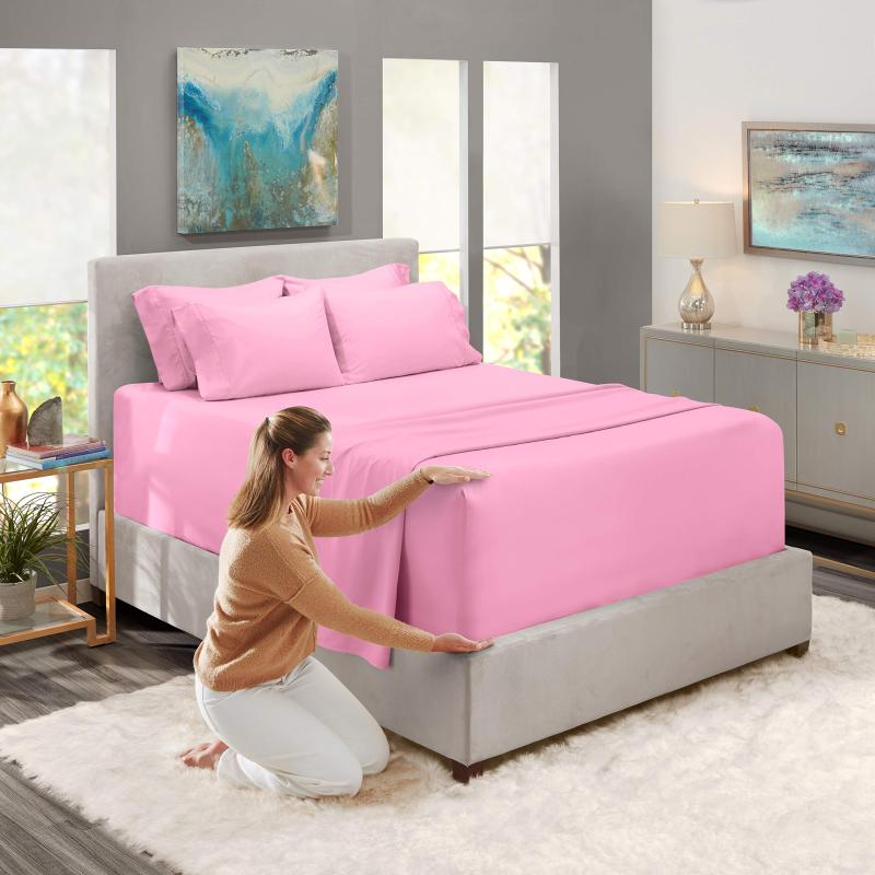 1Extra Deep Pocket King Size Sheets Sets - Fits Mattress 18-24 Inches Deep - Extra Deep Pocket Sheets - 6 Piece King Size Sheets - King Sheets Deep Pocket - Grey Sheets