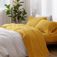 1   MooMee Bedding Sheet Set 100% Washed Cotton Linen Like Textured Breathable Durable Soft Comfy (Dark Grey, King)