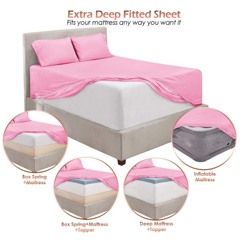 1Extra Deep Pocket King Size Sheets Sets - Fits Mattress 18-24 Inches Deep - Extra Deep Pocket Sheets - 6 Piece King Size Sheets - King Sheets Deep Pocket - Grey Sheets