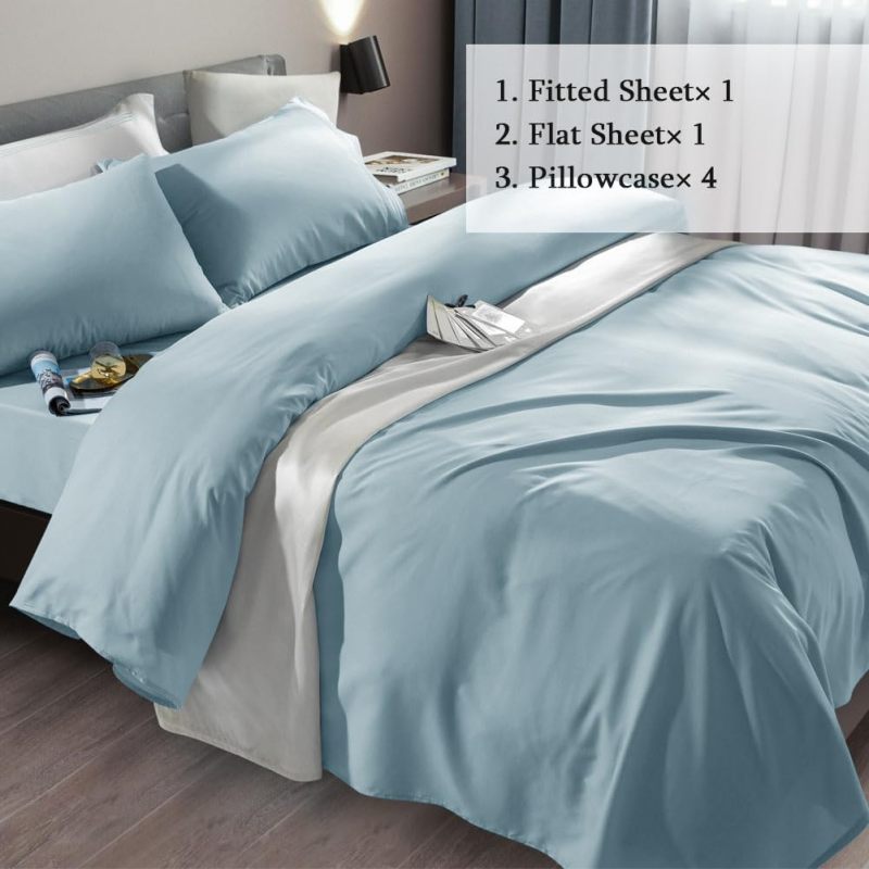 Bed Sheet Set Super Soft Microfiber 1800 Thread Count Luxury Egyptian Sheets Fit 18-24 Inch Deep Pocket Mattress Wrinkle-6 Piece (Dark Grey, Queen)