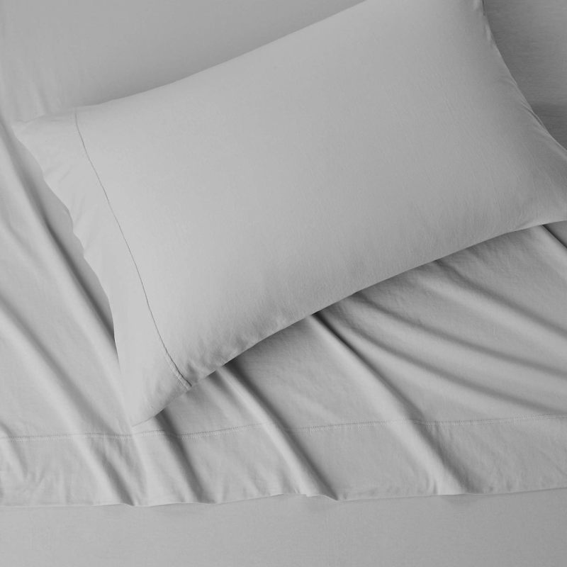 Cotton Jersey 4-Piece Bed Sheet Set, Queen, White, Solid