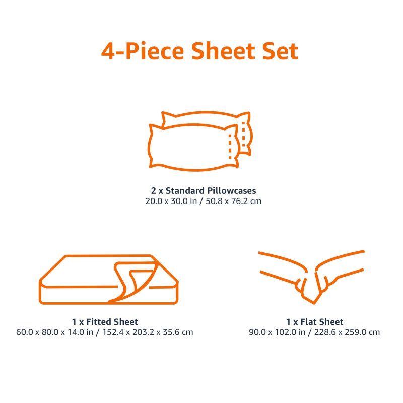 Cotton Jersey 4-Piece Bed Sheet Set, Queen, White, Solid
