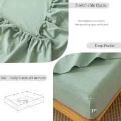 改MooMee Bedding Sheet Set 100% Washed Cotton Linen Like Textured Breathable Durable Soft Comfy (Dark Grey, King)