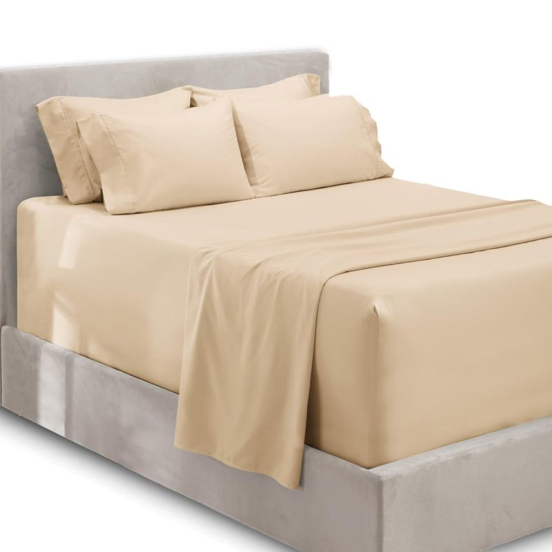 改Hearth &amp; Harbor Extra Deep Pocket King Size Sheets Sets - Fits Mattress 18-24 Inches Deep - Extra Deep Pocket Sheets - 6 Piece King Size Sheets - King Sheets Deep Pocket - Grey Sheets